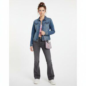 Hollister Womens Light Wash Denim Blue Jean Jacket Size Medium‎ Fall Preppy Y2K